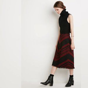 Forever 21 Black Frayed Chevron-Patterned Skirt